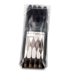 Sets: Faber-Castell Pitt Artist Pen Sets Set of 4 Sepia