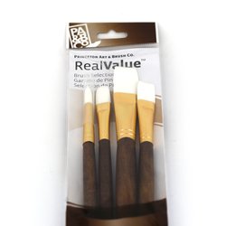 Brushes, Knives & Blenders: Real Value Set of 4 Long Handle White Taklon